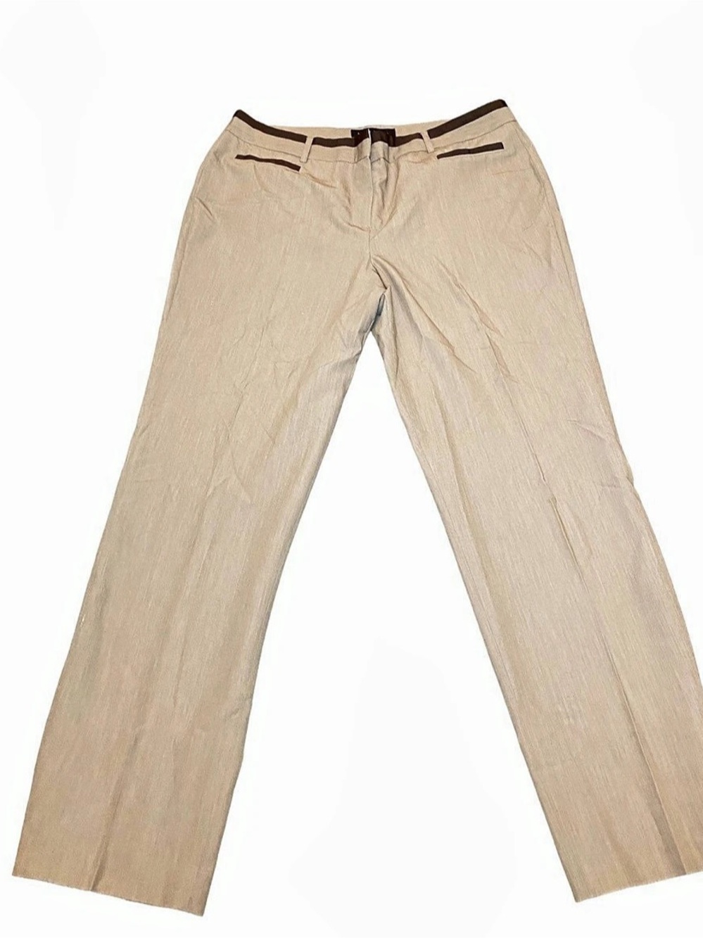 Larry Levine Wide Leg Trousers in Beige Size 16